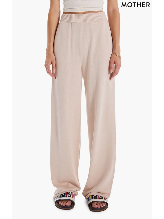 MOTHER Pants - MOTHER NWT THE ZESTY HOVER HIGH WAIST WIDE LEG KNIT BEIGE PANT. SIZE S